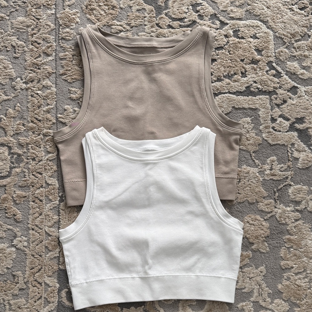 3/$25

Ribbed Tank Tops - White and tan